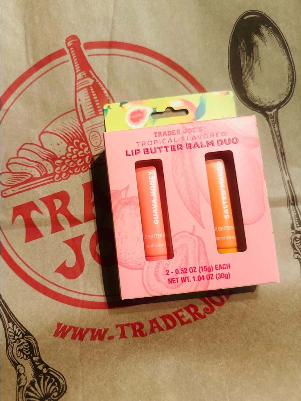 Trader Joe’s Lip Butter Balm Duo - Guava Honey & Salted Mango (Pink/Orange)